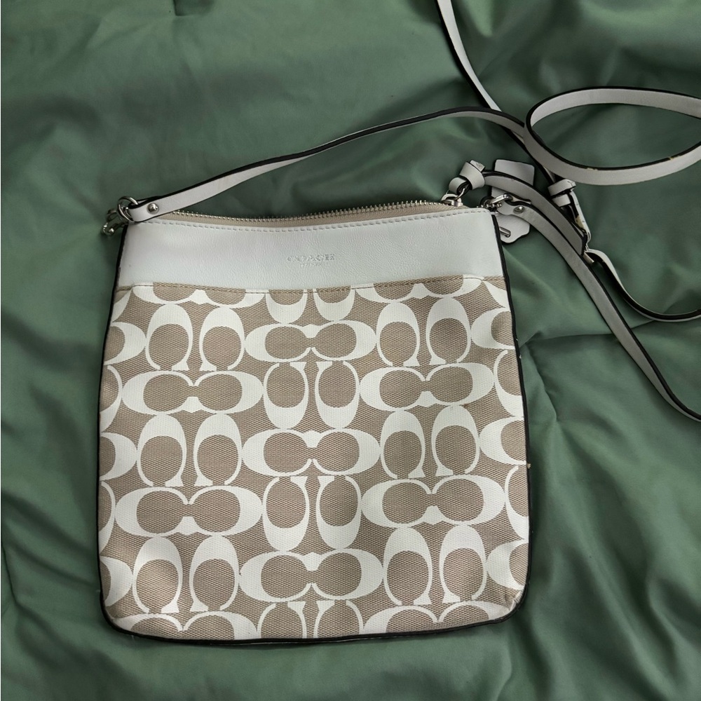 Coach Beige and White Crossbody Bag